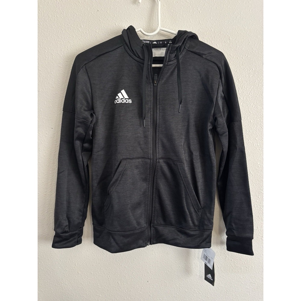 adidas Women's Team Issue Full Zip Hoodie XS Black Melange Climawarm NWT